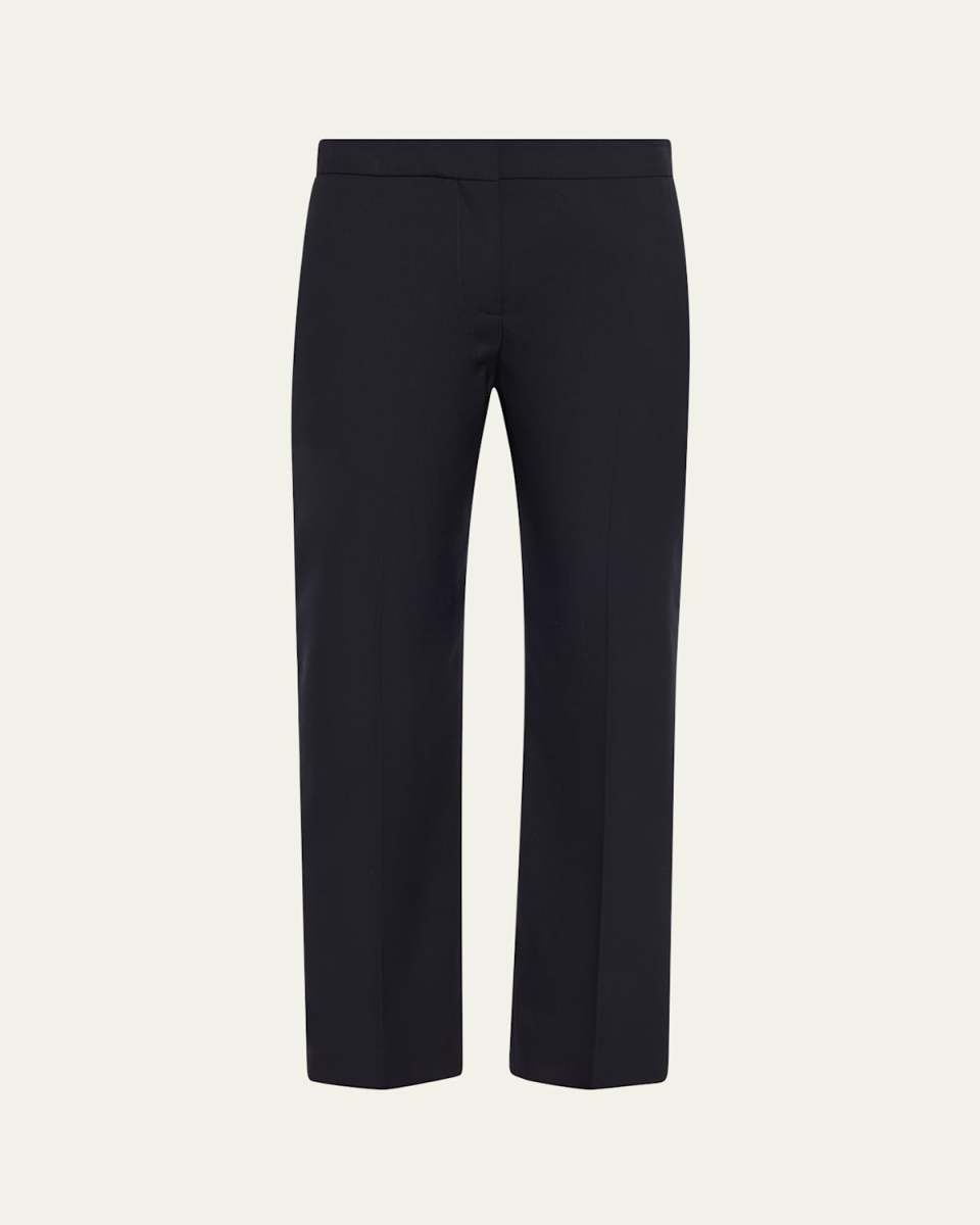 Mid-Rise Straight-Leg Crop Trousers